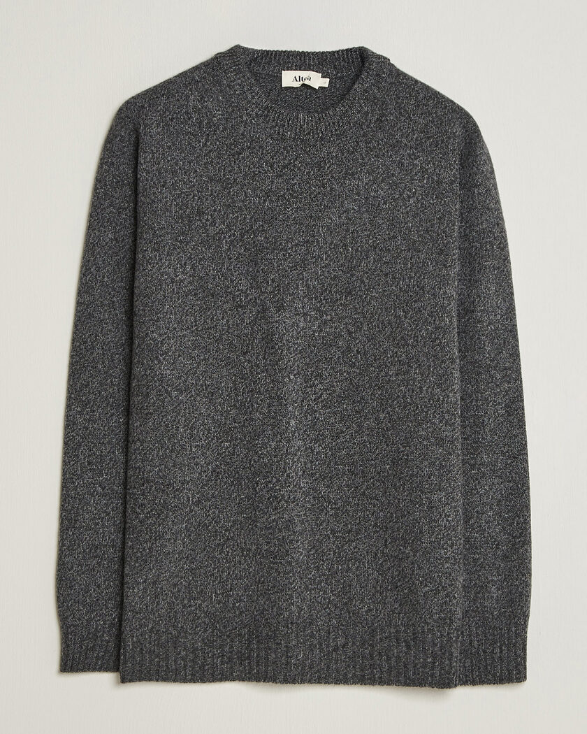 Altea Wool/Cashmere Crew Neck Pullover Charcoal Melange – Grå