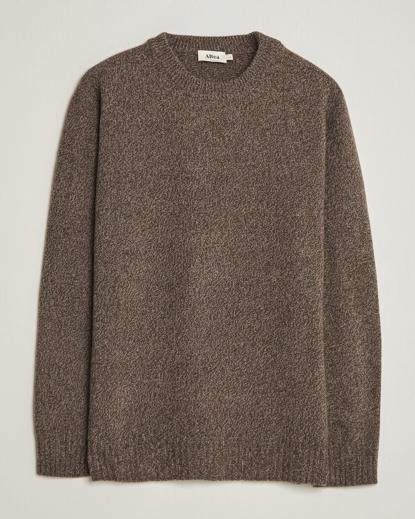 Altea Wool/Cashmere Crew Neck Pullover Brown Melange – Brun