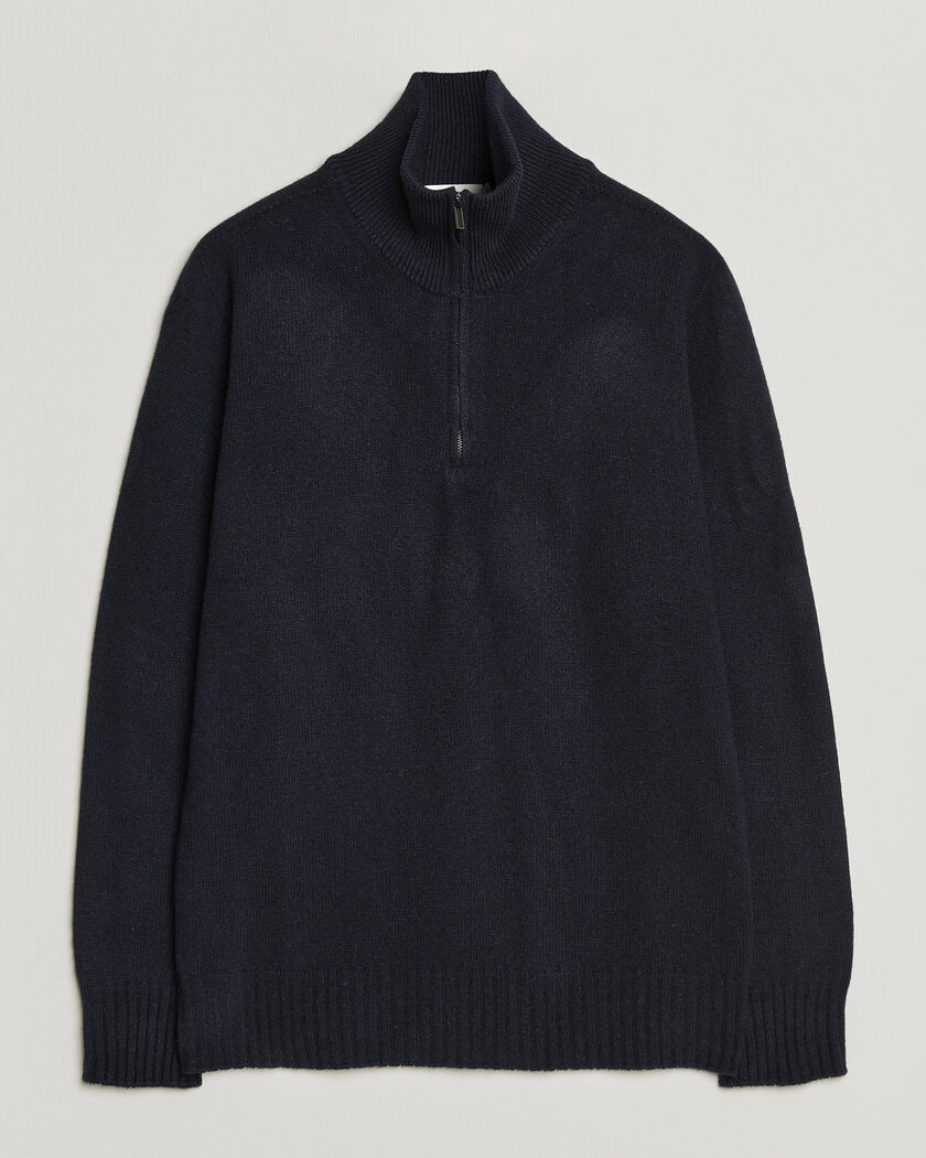 Altea Wool/Cashmere Half Zip Navy – Blå