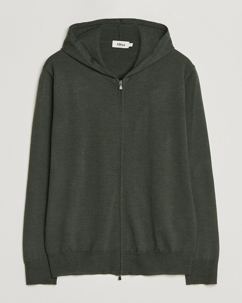 Altea Merino Wool Cardigan Dark Military – Grønn