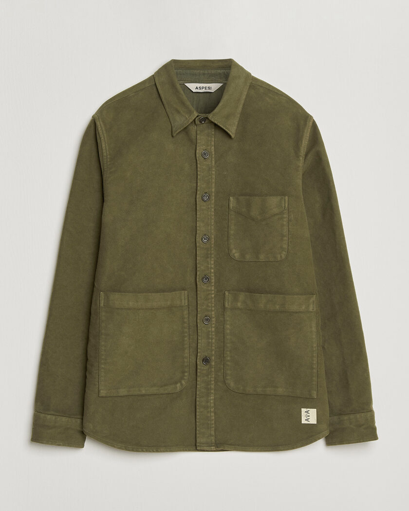 Aspesi Moleskine Utility Shirt Military – Grønn