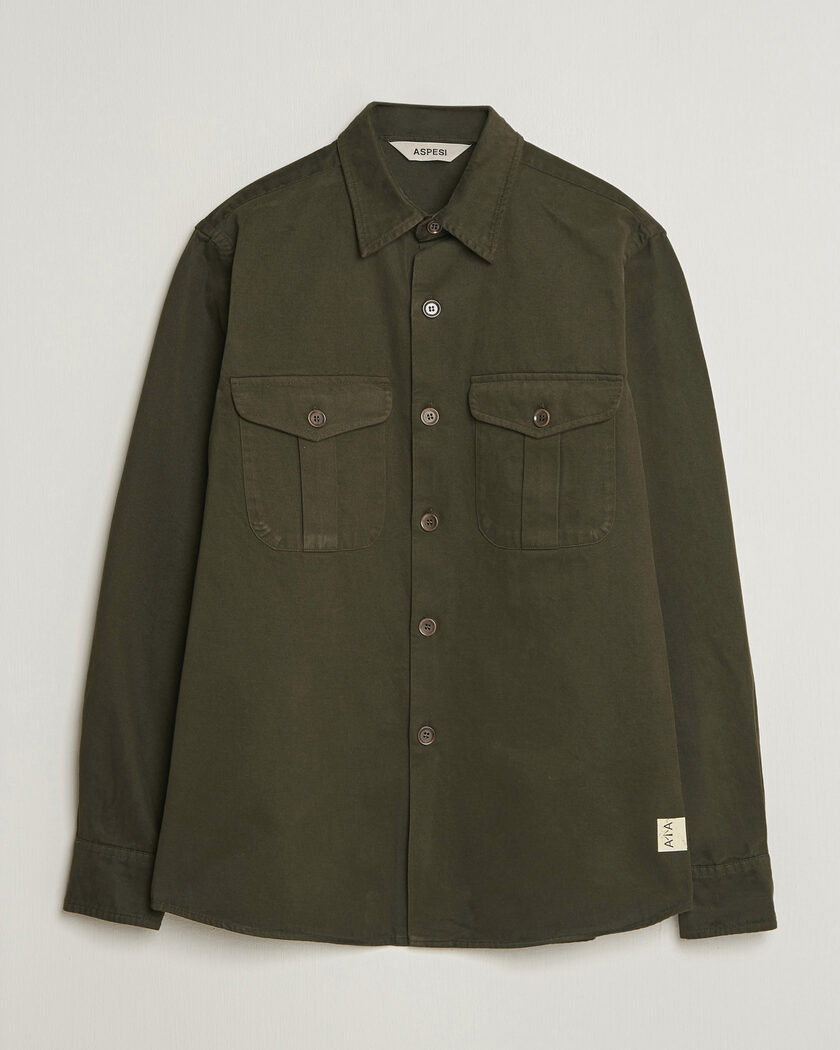 Aspesi Twill Cotton Overshirt Military – Grønn