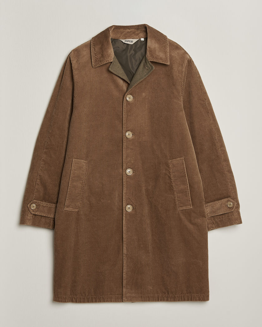 Aspesi Corduroy Raglan Coat Beige – Brun