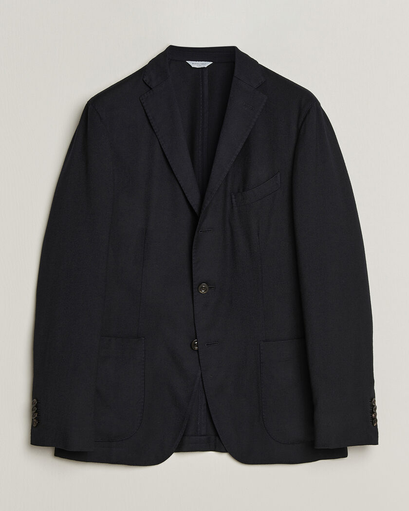 Boglioli K Jacket Soft Touch Flannel Blazer Navy – Blå