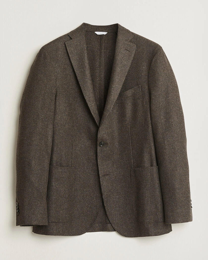 Boglioli K Jacket Wool Houndstooth Blazer Dark Brown – Brun