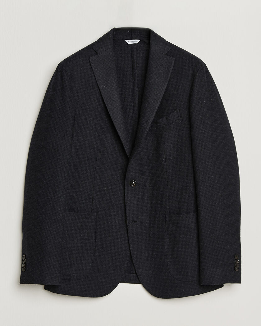Boglioli K Jacket Wool Houndstooth Blazer Navy – Blå