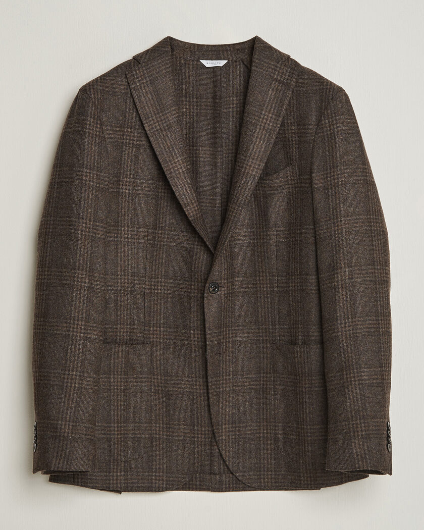Boglioli K Jacket Wool Check Blazer Dark Brown – Brun