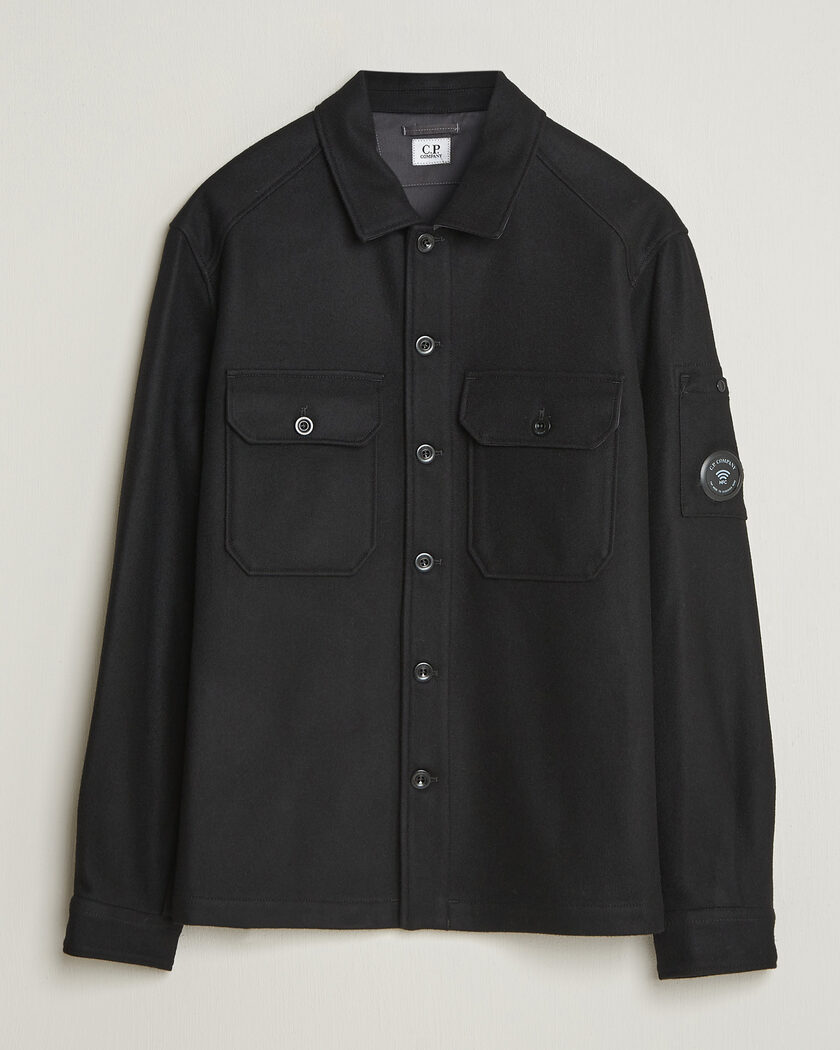 C.P. Company Felted Wool Overshirt Black – Svart