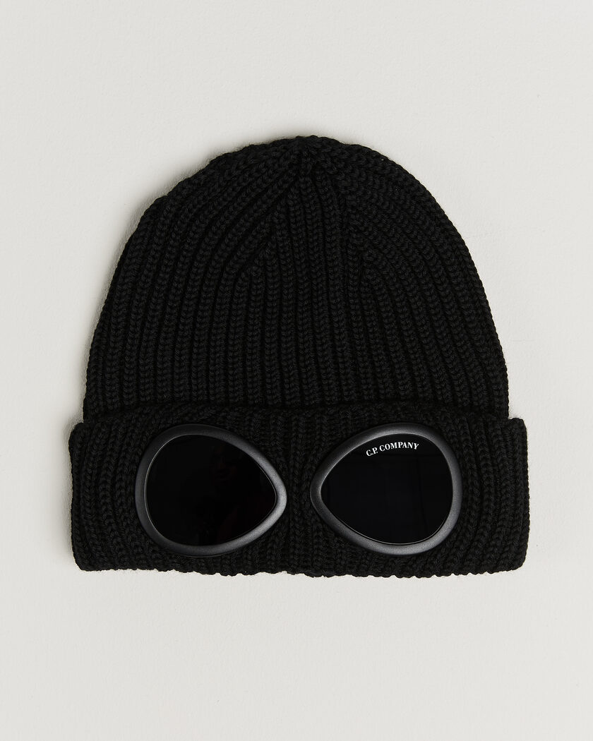 C.P. Company Knitted Merino Goggle Beanie Black – Svart