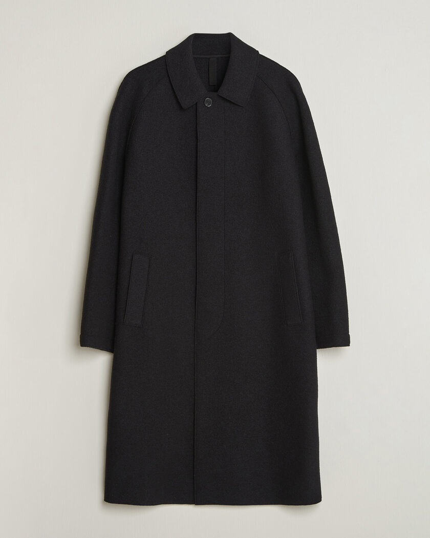 Harris Wharf London Boiled Wool Fly Front Balmacan Coat Black – Svart