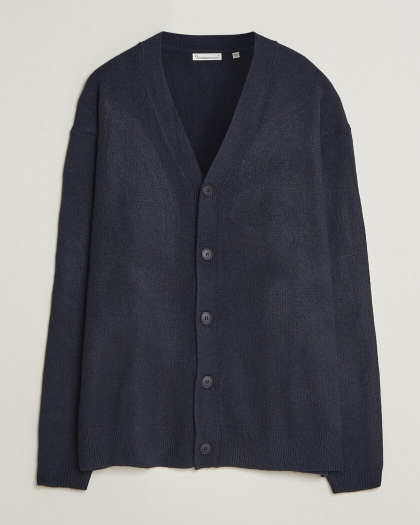 KnowledgeCotton Apparel Knitted Cardigan Night Sky – Blå