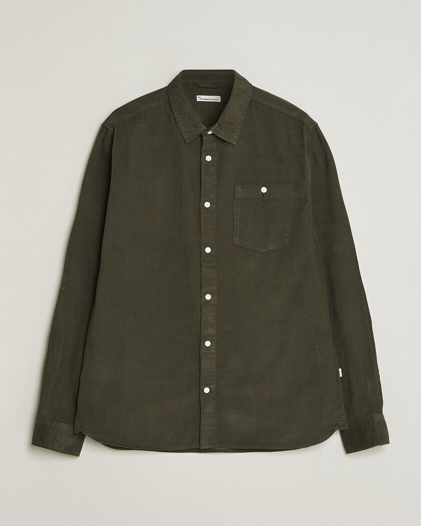 KnowledgeCotton Apparel Regular Fit Cord Shirt Forest Night – Grønn