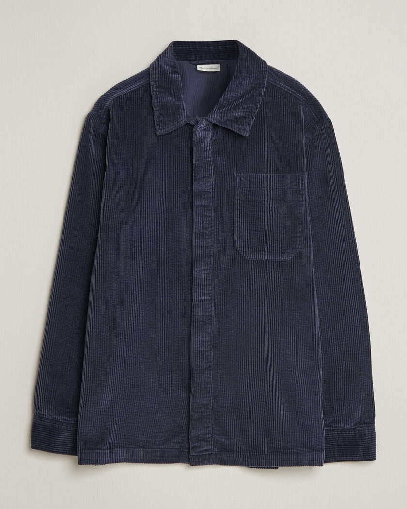KnowledgeCotton Apparel Cotton Corduroy Overshirt Night Sky – Blå