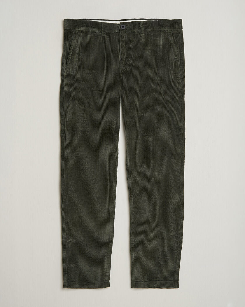 KnowledgeCotton Apparel Chuck Regular Cord Trousers Forest Night – Grønn