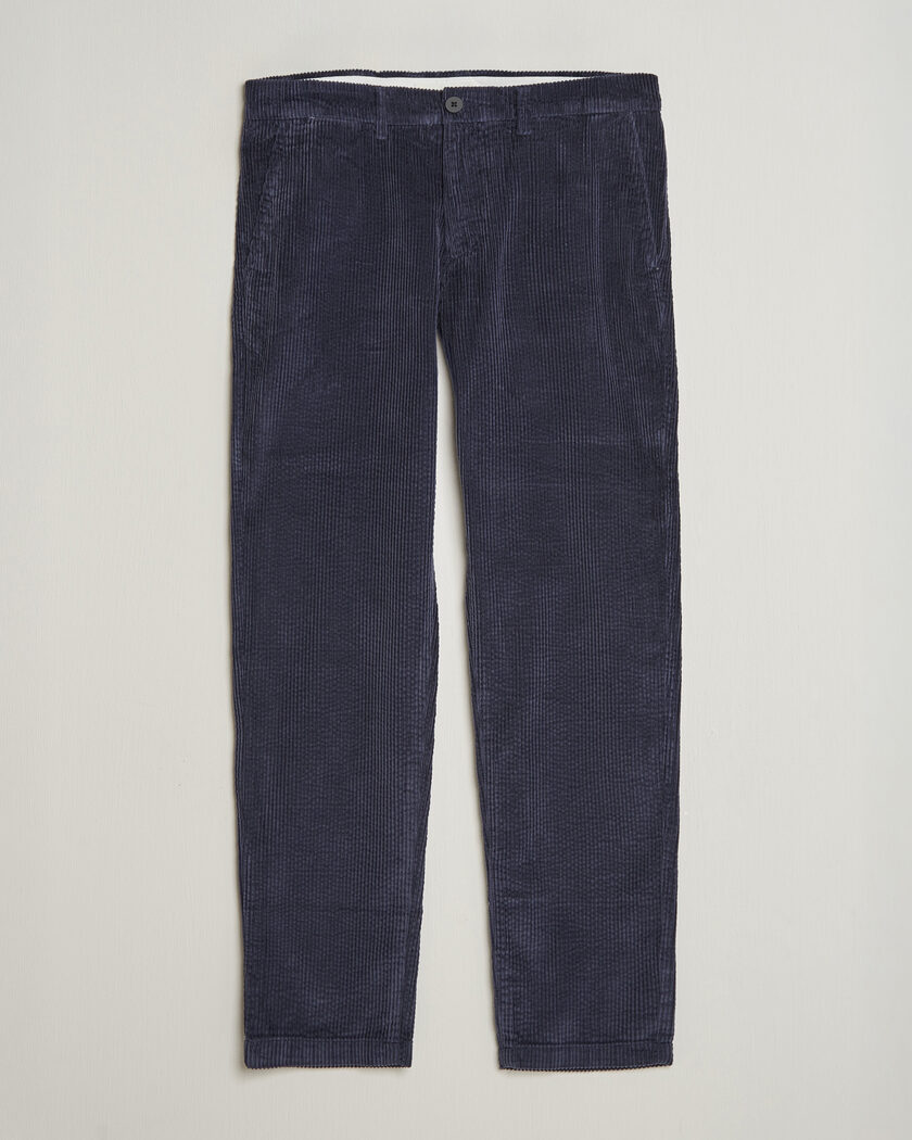 KnowledgeCotton Apparel Chuck Regular Cord Trousers Night Sky – Blå