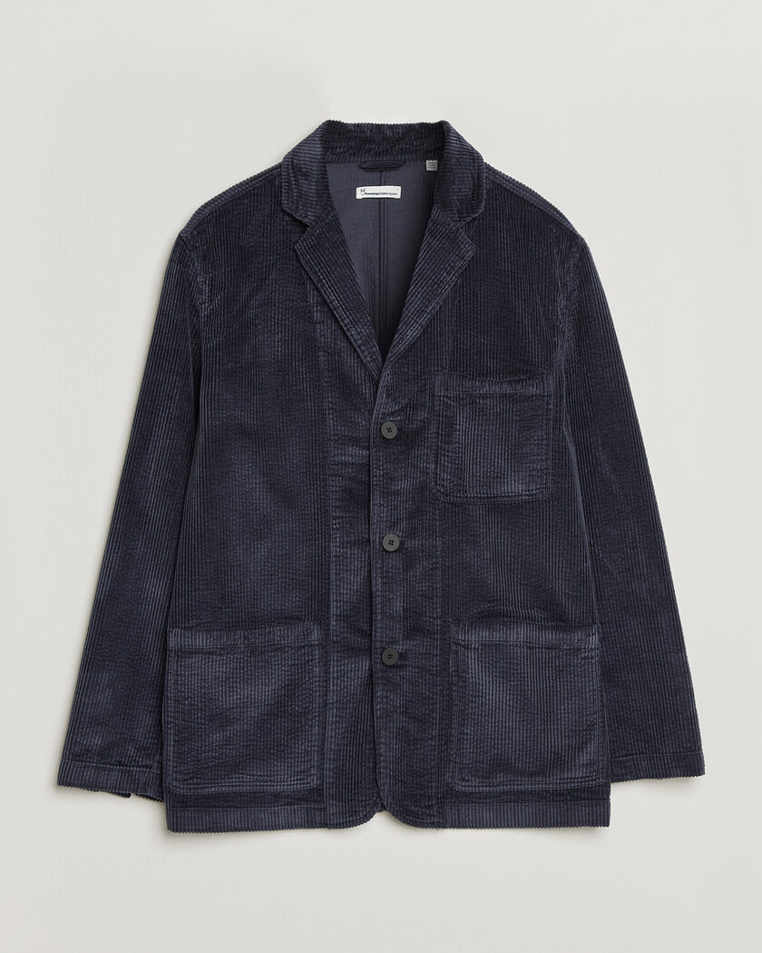 KnowledgeCotton Apparel Cotton Corduroy Blazer Night Sky – Blå