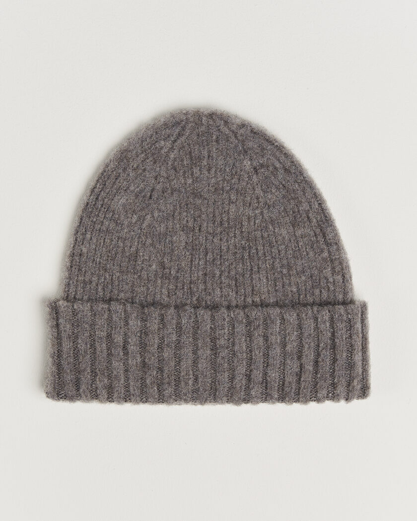 Robert Mackie Rona Ribbed Shaggy Lambswool Beanie Light Brown – Brun