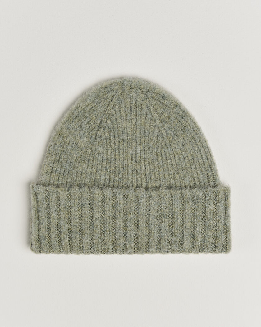 Robert Mackie Rona Ribbed Shaggy Lambswool Beanie Light Green – Grønn