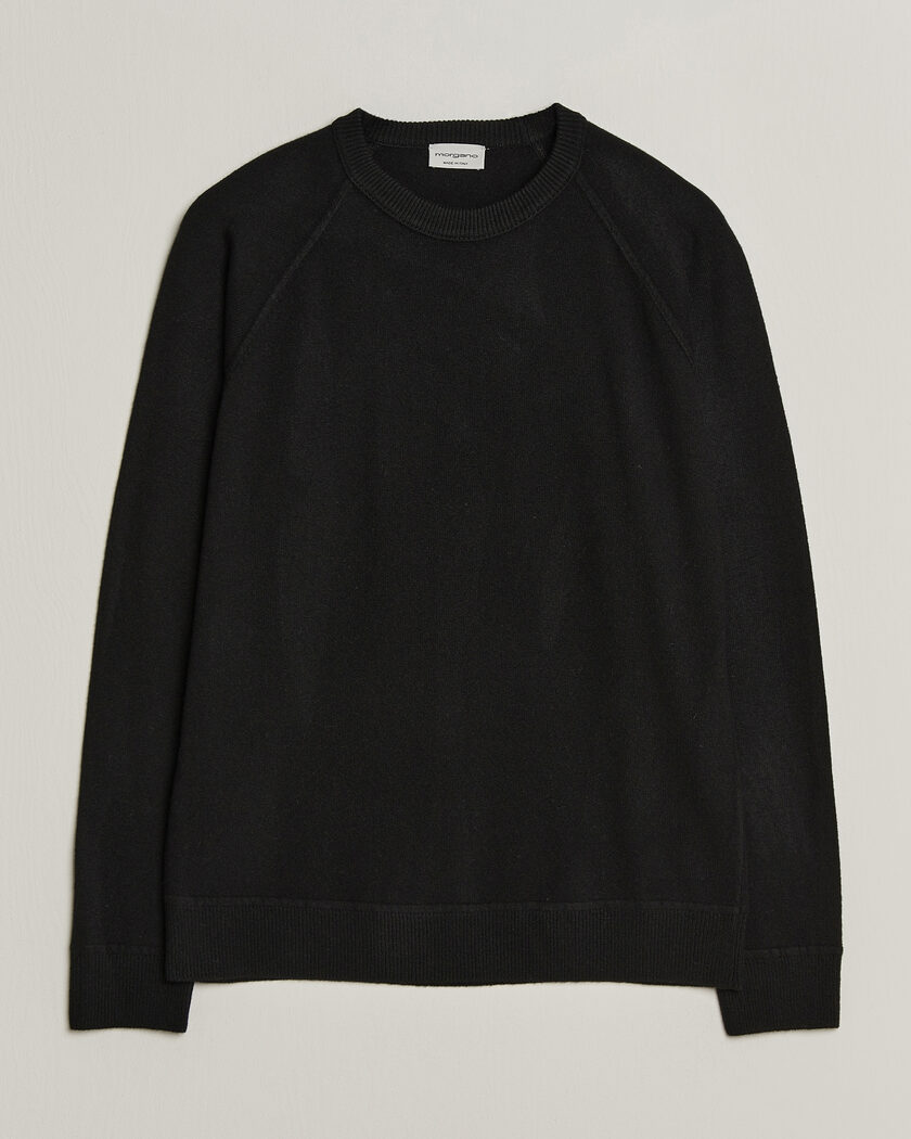Morgano Wool/Cashmere Raglan Crew Black – Svart