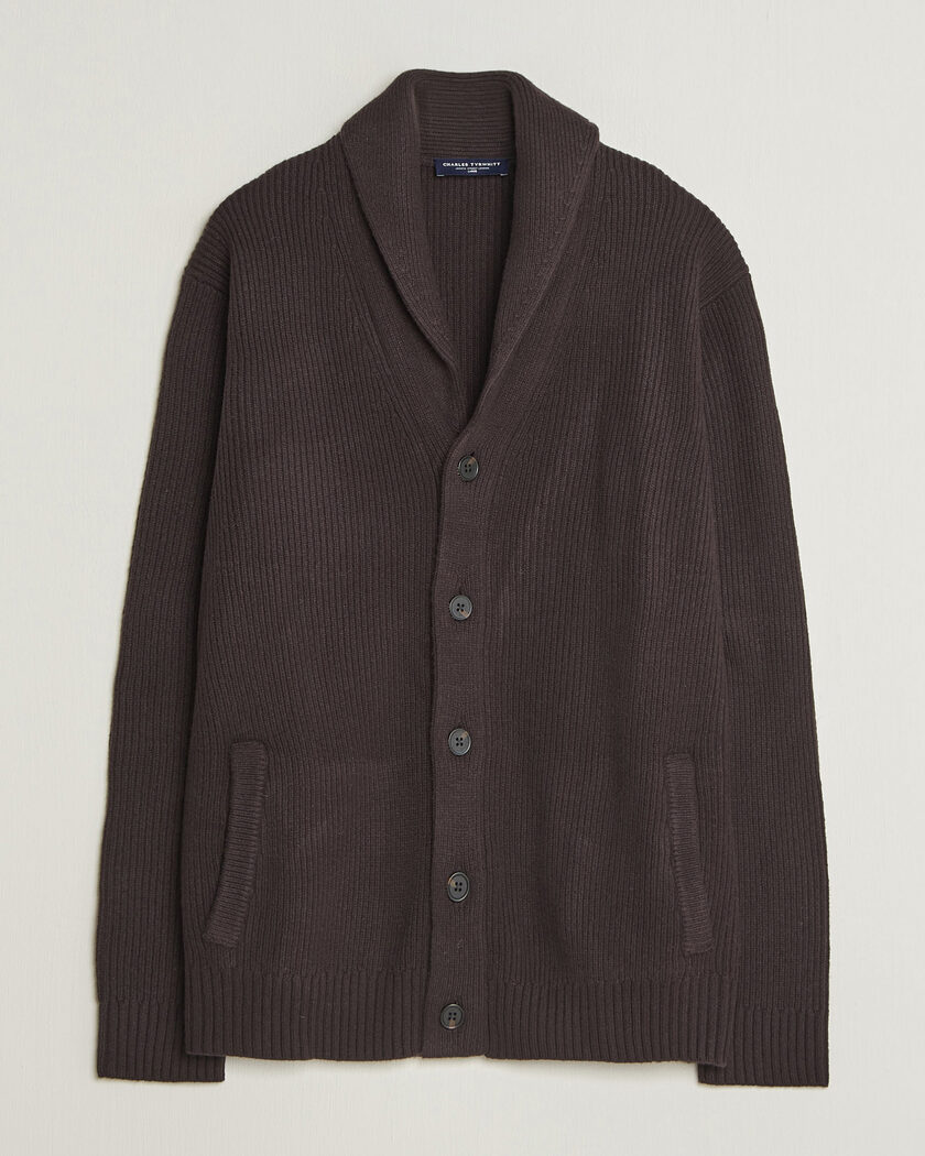 Charles Tyrwhitt Chunky Merino Shawl Neck Cardigan Chocolate – Brun