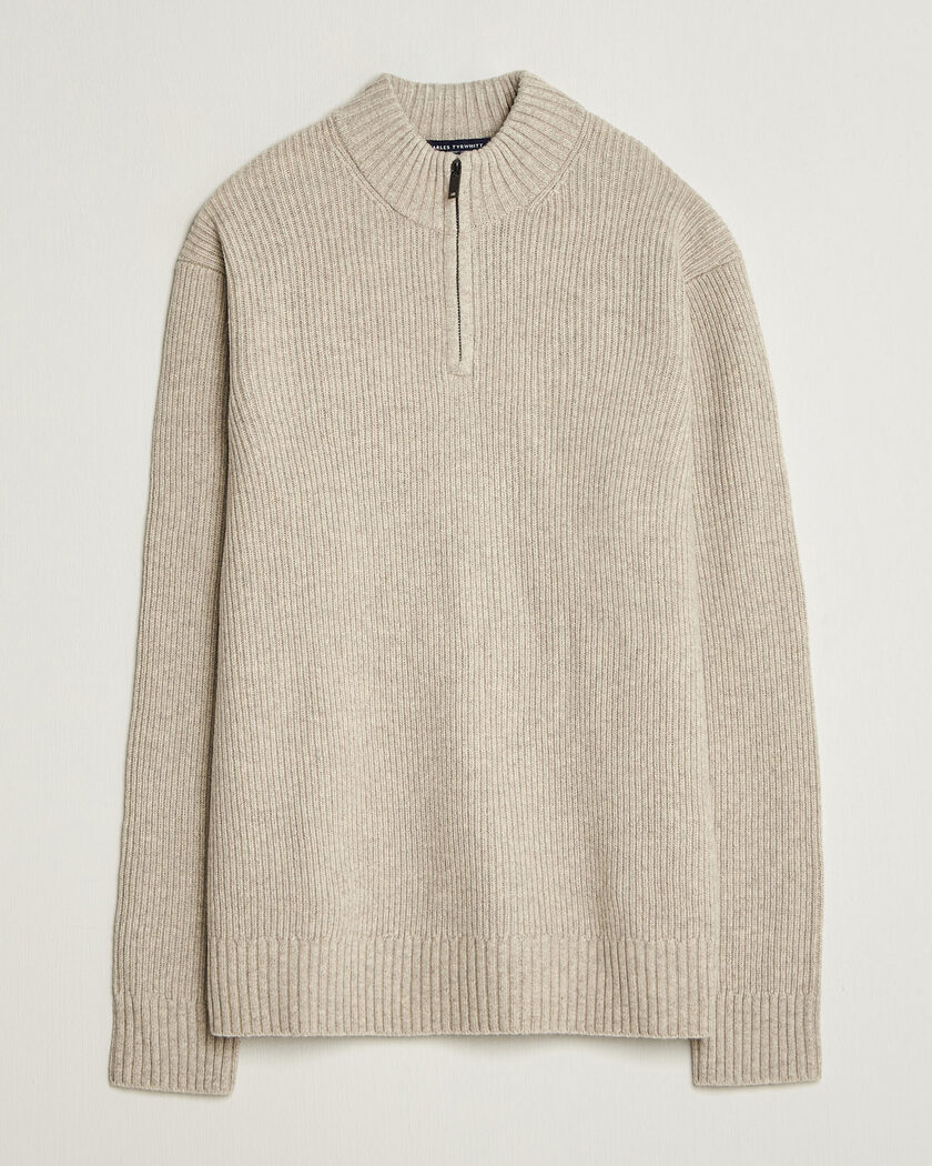 Charles Tyrwhitt Chunky Merino Zip Neck Oat – Beige