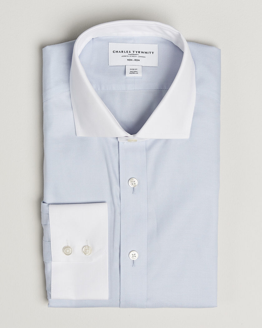 Charles Tyrwhitt Slim Fit Non Iron Plain Winchester Shirt Light Blue – Blå