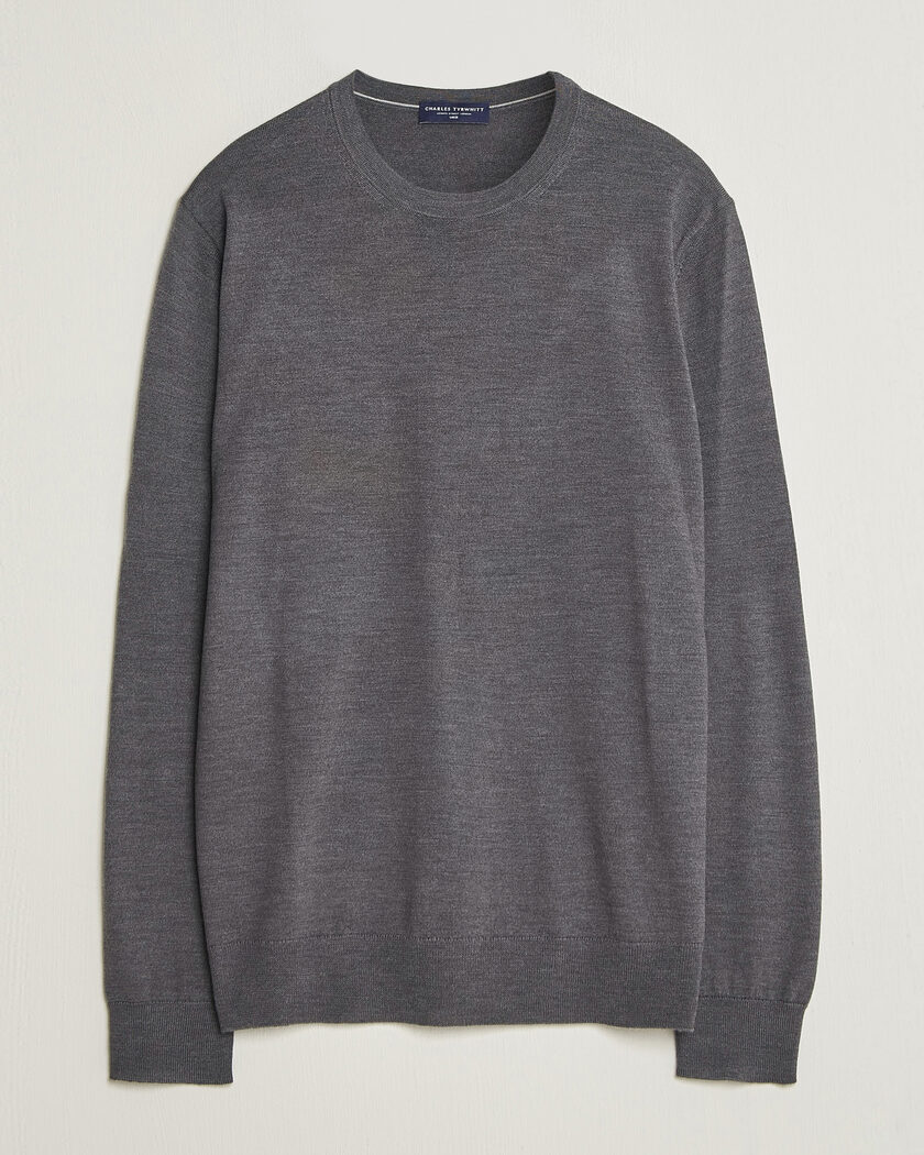 Charles Tyrwhitt Pure Merino Crew Neck Jumper Grey – Grå