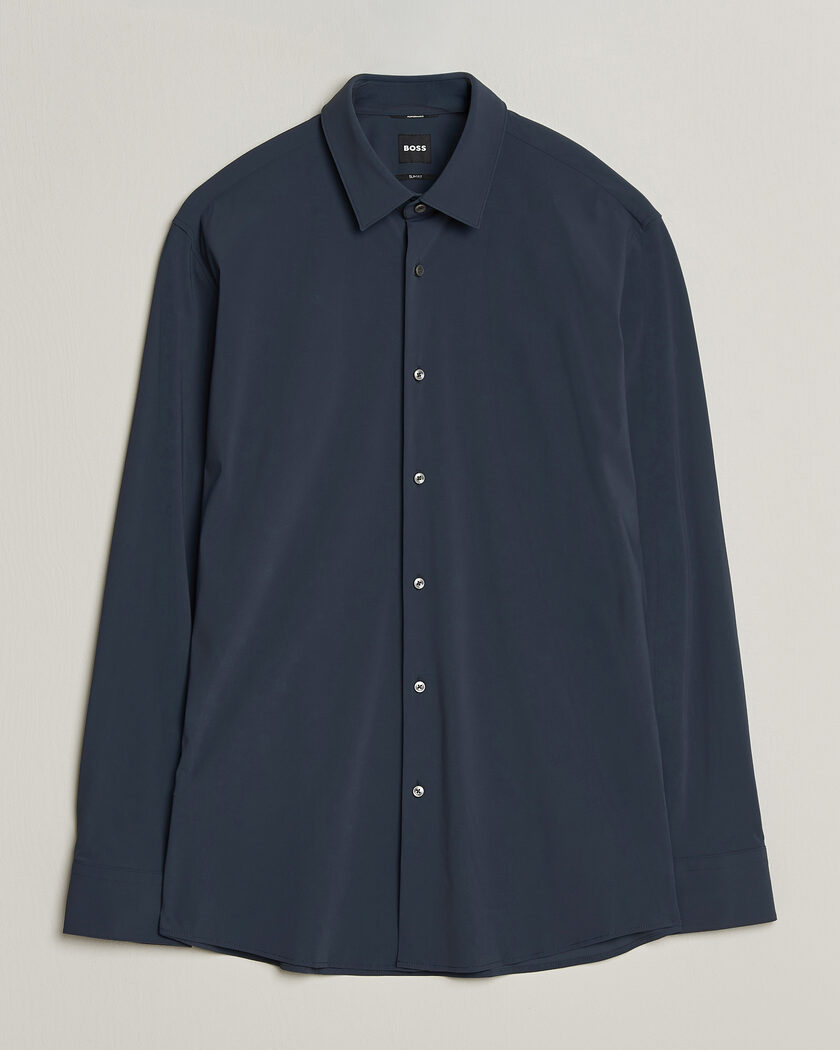 BOSS BLACK Hank 4-Way Stretch Shirt Dark Blue – Blå