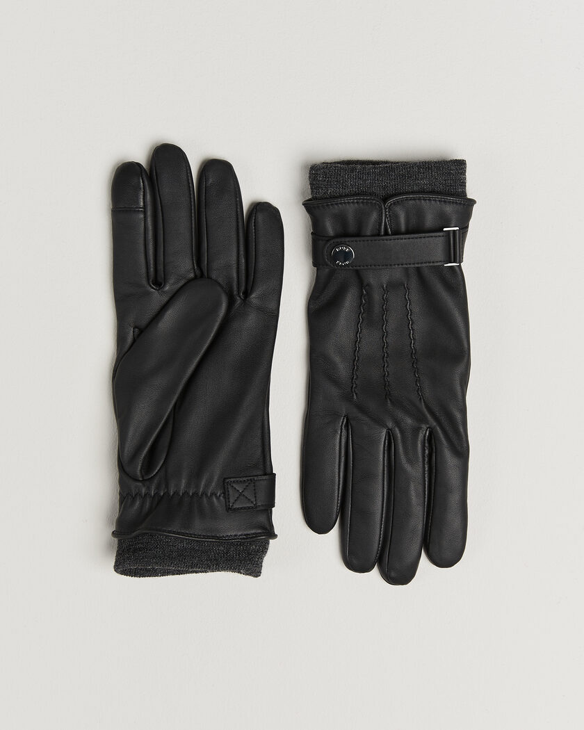 BOSS BLACK Hyden Leather Glove Black – Svart