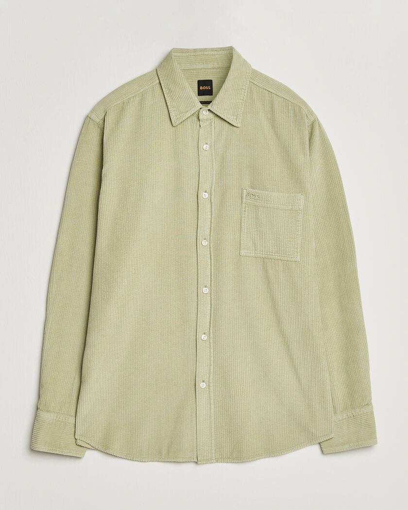 BOSS ORANGE Relegant Corduroy Shirt Open Green – Grønn