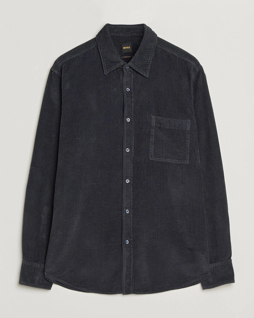 BOSS ORANGE Relegant Corduroy Shirt Dark Blue – Blå