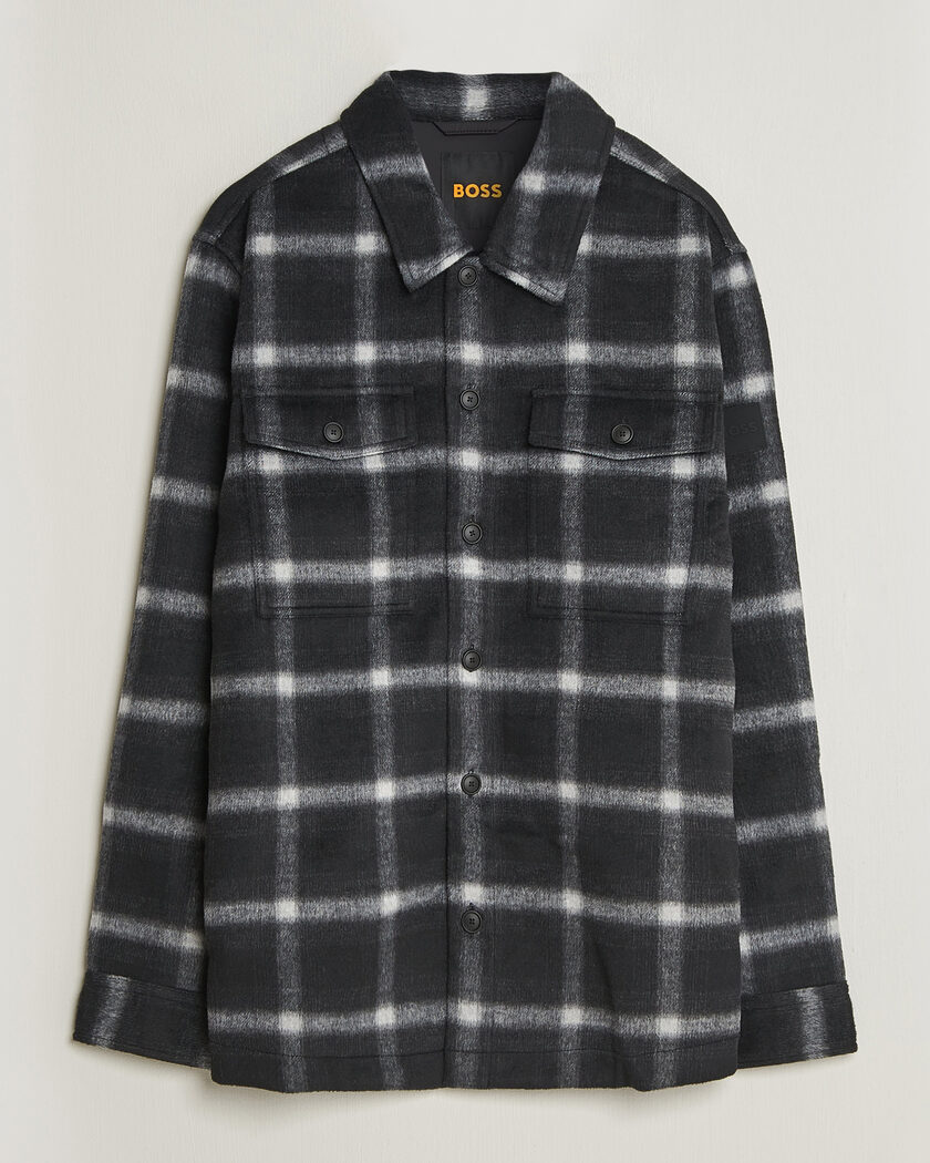 BOSS ORANGE Losky Flannel Checked Overshirt Black – Svart