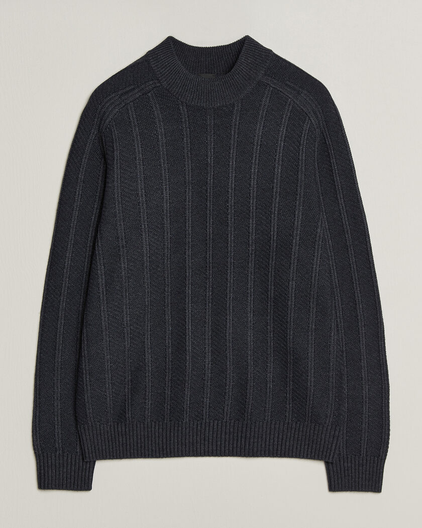 BOSS ORANGE Katoolo Wool/Cotton Knitted Turtleneck Dark Blue – Blå