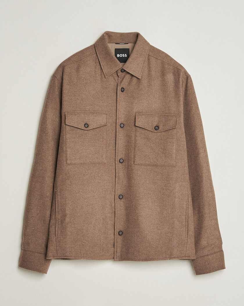 BOSS BLACK Colin Brushed Pocket Overshirt Open Brown – Brun