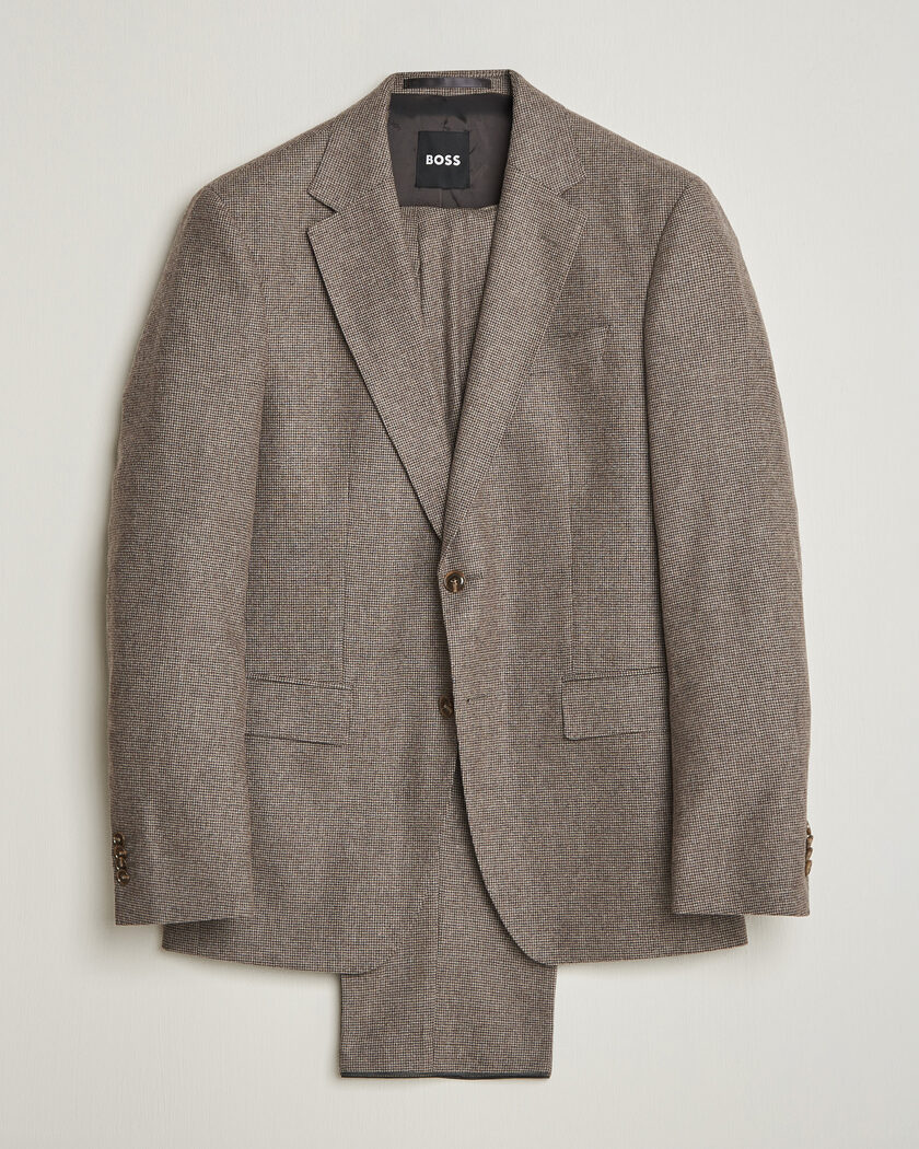 BOSS BLACK Huge Wool Pepita Suit Dark Brown – Brun