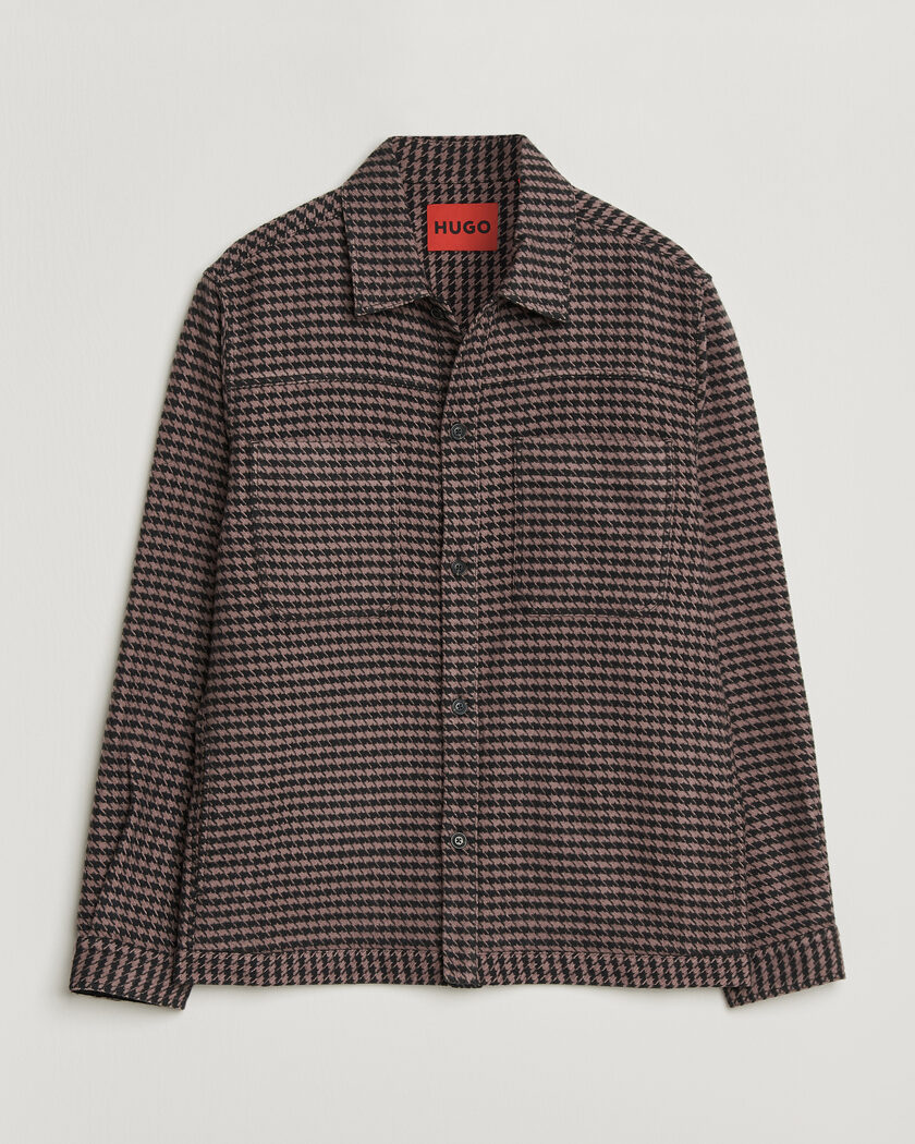 HUGO Eniri Houndstooth Overshirt Copper Brown – Brun