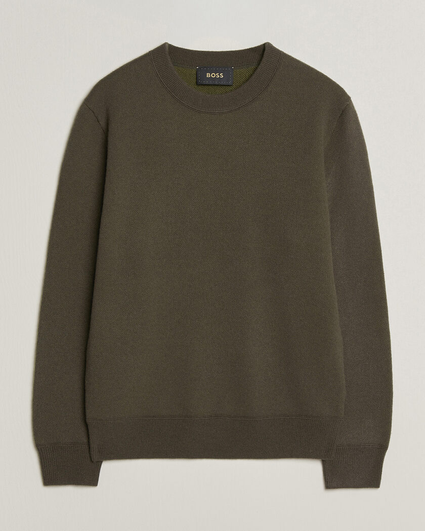  BOSS CAMEL Farrison Cashmere Knitted Sweater Open Green – Grønn