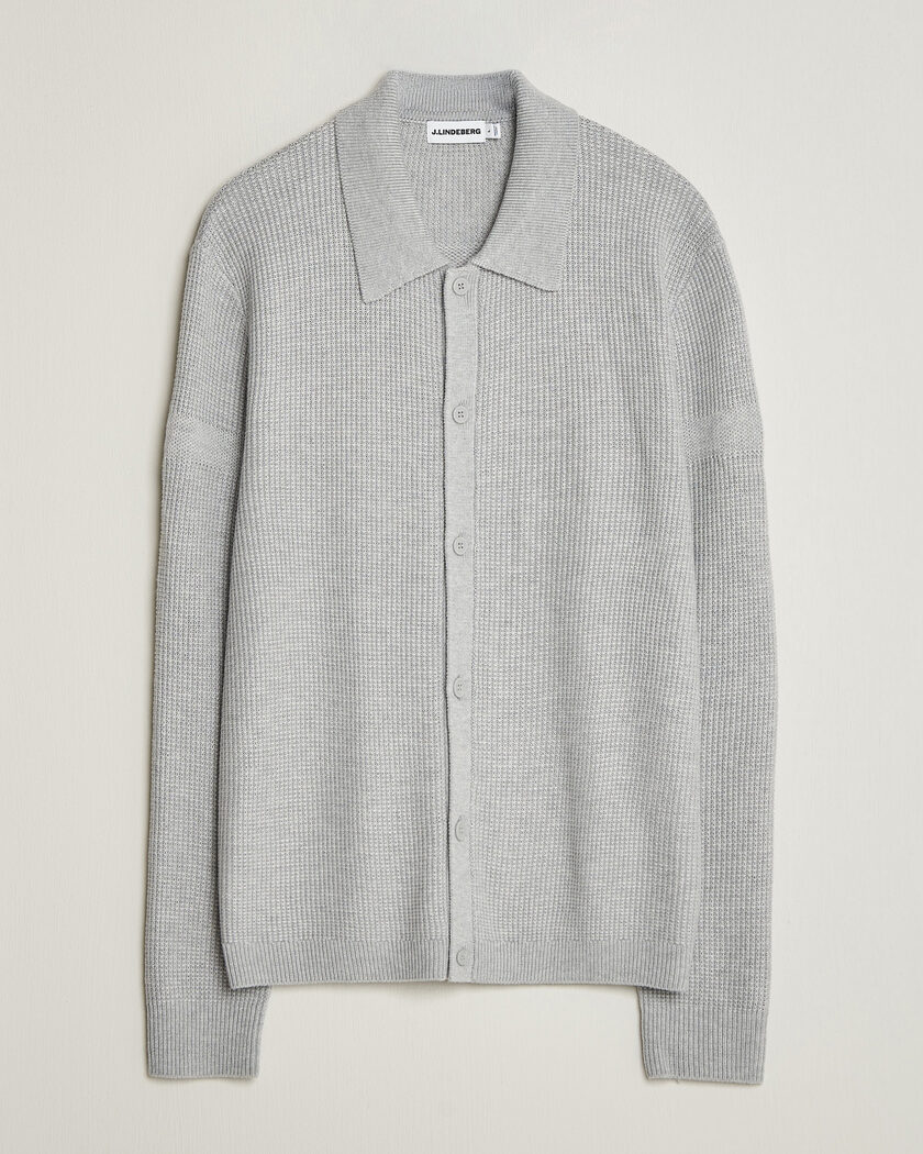 J.Lindeberg Willem Knitted Cardigan Light Grey Melange – Grå
