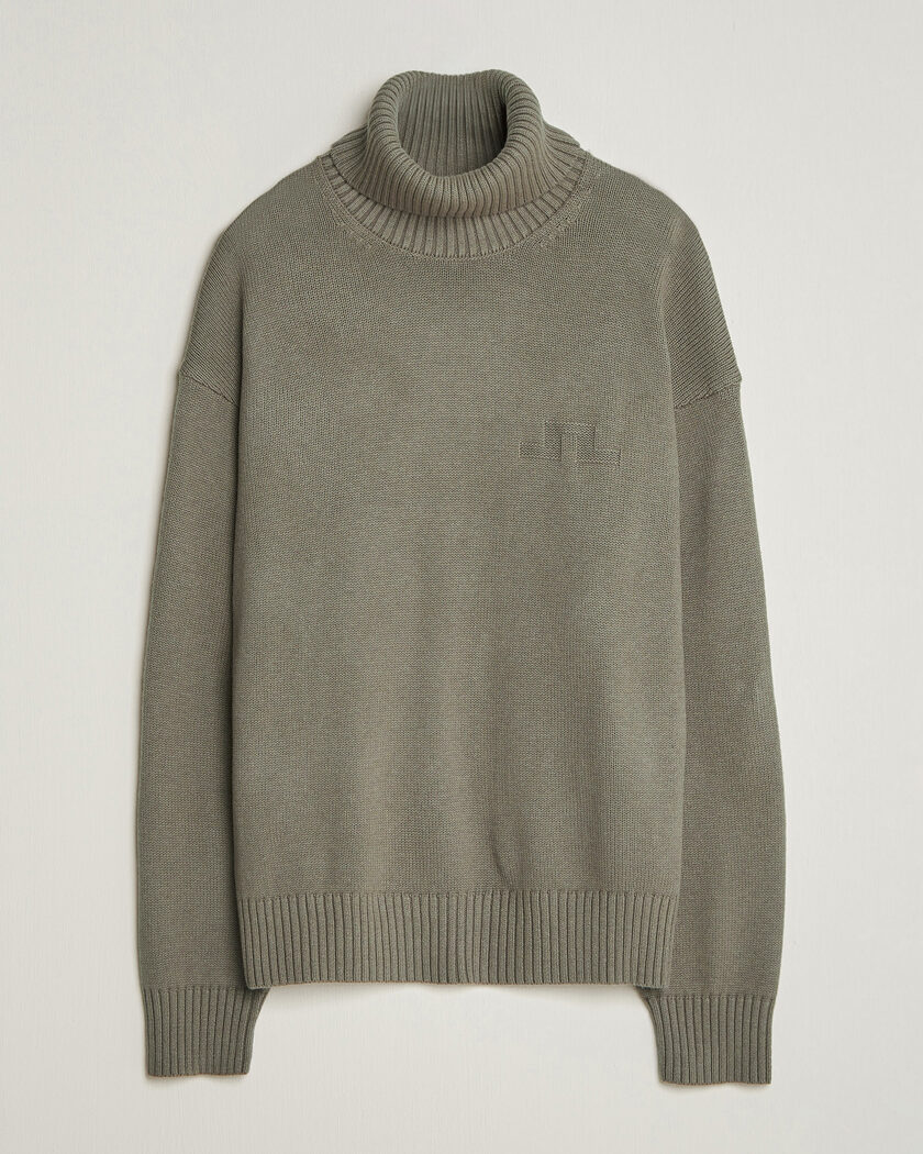 J.Lindeberg Eddy Wool/Cotton Knitted Turtleneck Brindle – Grønn