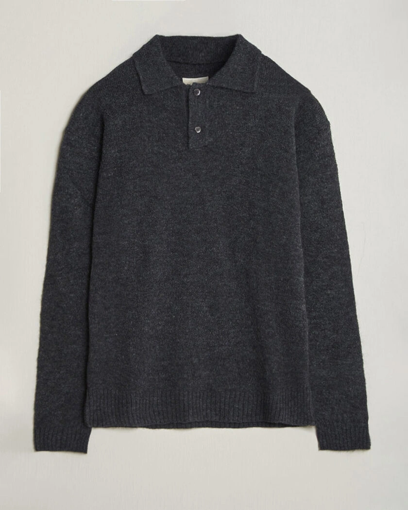 Forét Alpine Polo Knit Dark Grey Melange – Grå
