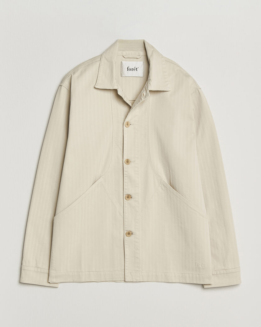 Forét Berry Herringbone Overshirt Oat – Hvit