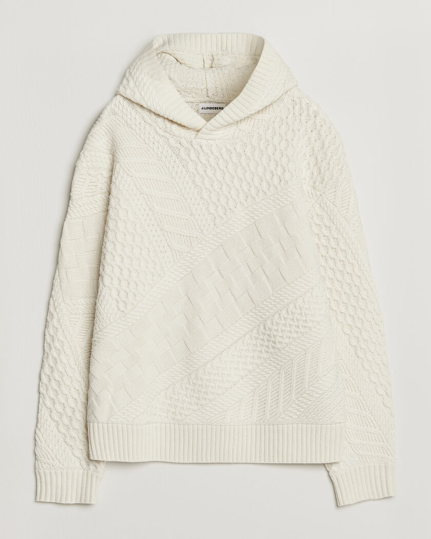 J.Lindeberg Savio Cable Knitted Hoodie Tofu – Hvit