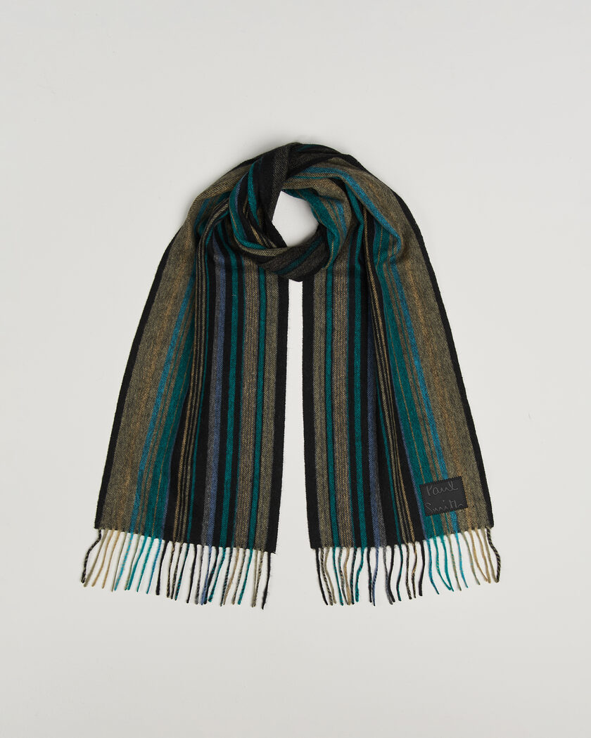 Paul Smith Lambswool Striped Scarf Black – Flerfarget