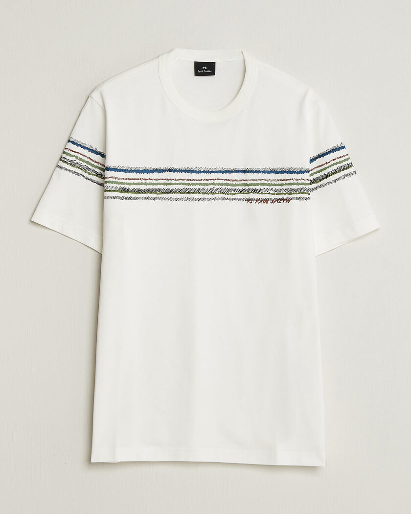 PS Paul Smith Stripes Crew Neck T-Shirt White – Hvit