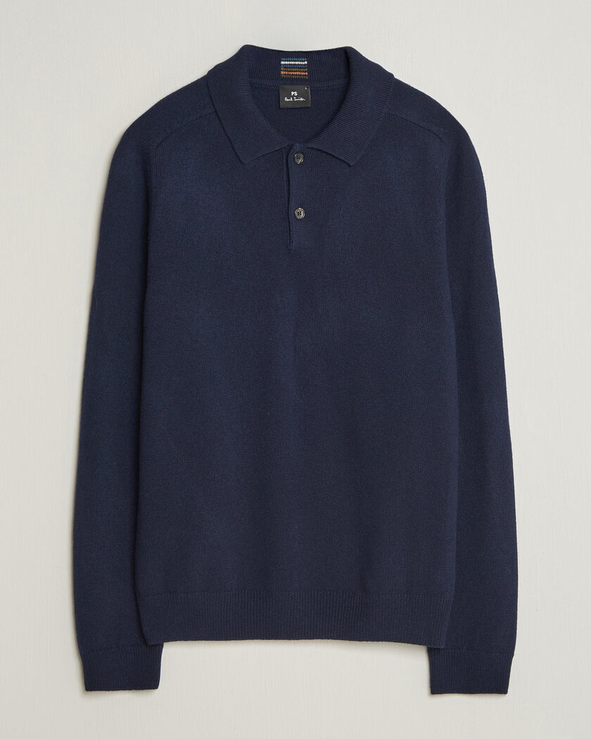 PS Paul Smith Wool Knitted Polo Navy – Blå