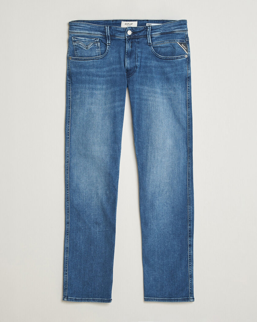 Replay Anbass Powerstretch Jeans Medium Blue – Blå