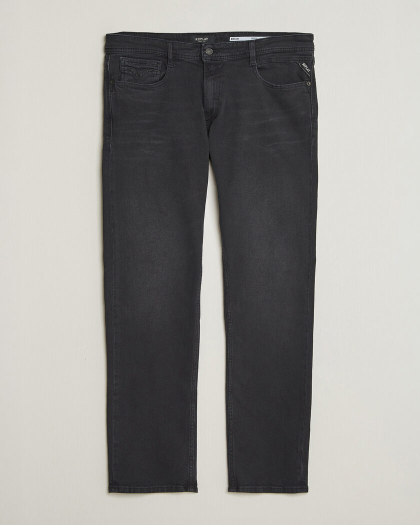Replay Rocco Comfort Fit Powerstretch Jeans Washed Black – Svart