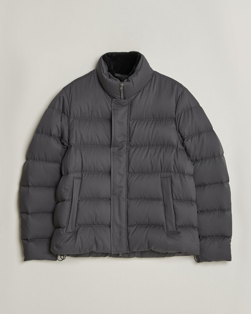 Herno Faux Fur Down Jacket Dark Grey – Grå