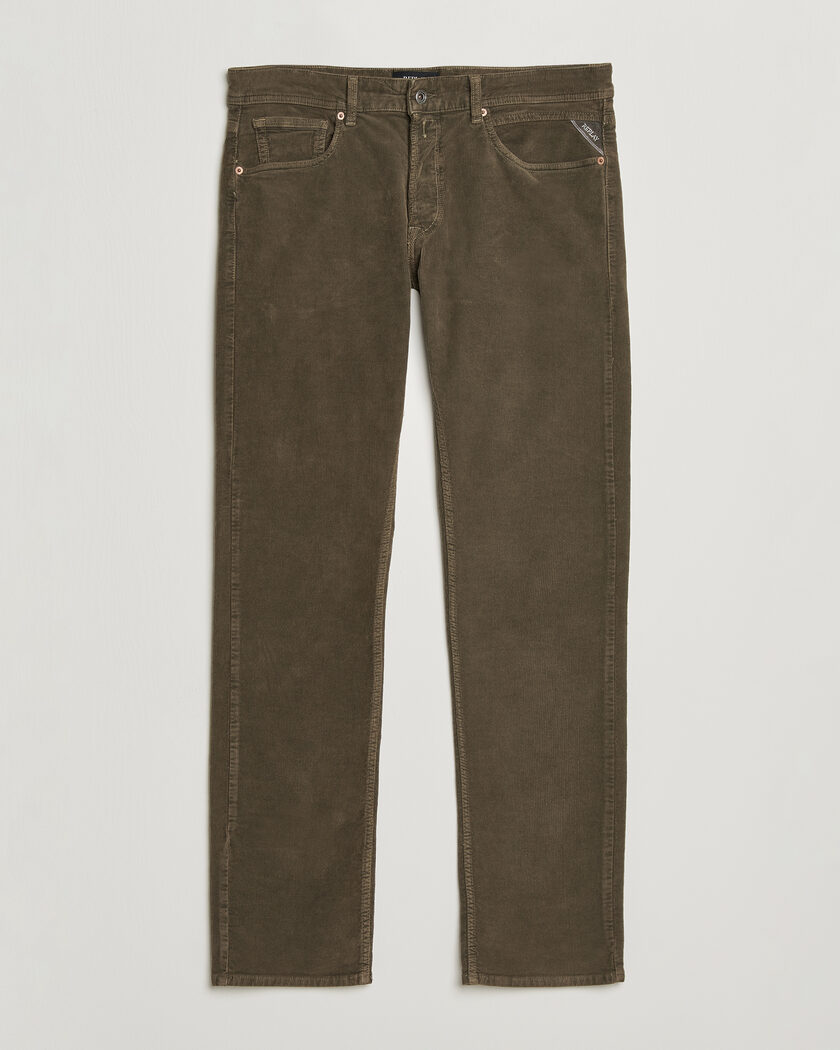 Replay Grover Corduroy 5-Pocket Pants Mud Green – Grønn