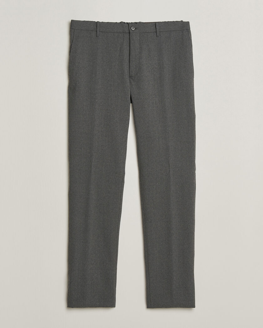 Incotex Slim Fit Washable Flannel Trousers Grey Melange – Grå